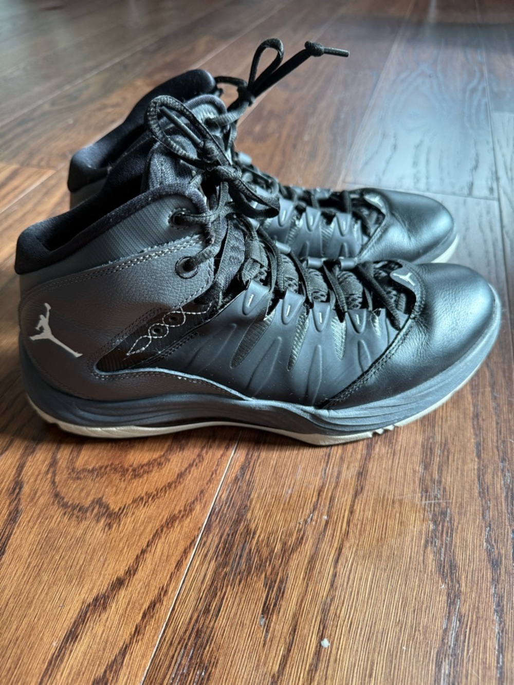 Jordan Men's Black and Gray High-Top Athletic Basketball Shoes
